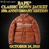 10月24新品 日本代购 BAPE 木村拓哉 15周年限定羊皮羽绒夹克外套