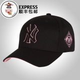 全球购韩国正品MLB棒球帽洋基队黑色粉标时尚百搭葛天同款帽子