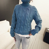 现货/韩国代购进口Naning9正品2015冬季韩版女装宽松高领针织毛衣