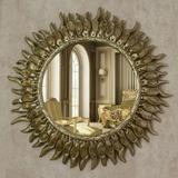 欧式玄关装饰镜浴室镜背景墙壁挂装饰镜子圆形卫浴镜金色太阳镜子