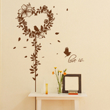 鸟笼花盆贴纸贴画墙贴客厅卧室走廊柱子小鸟田园创意个性爱情花环