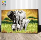 真心意 diy数字油画大象动物系列 客厅手绘装饰画50*80