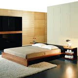 挪亚家具D3系列纯实木双人床 皮靠垫带床头柜一体大床 厂家直销