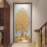 大型壁画 走廊玄关过道背景墙壁纸 3d中式墙纸 黄金发财摇钱树