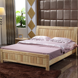 简约实木橡木床1.5 1.8床 大床 全实木床橡木 特价包物流