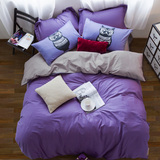 纯色全棉四件套 双拼全棉套件床上用品4件套1.5米1.8米床套件