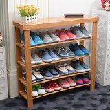 特价楠竹鞋架子多层客厅现代简易平板雕花防尘组装鞋柜实木置物架