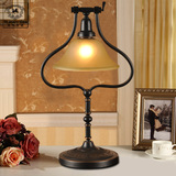 欧式老式台灯铁艺复古工业创意可旋转卧室床头灯美式古铜色书桌灯