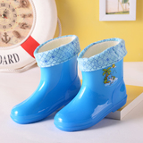保暖儿童雨靴小童宝宝塑胶防滑加透气棉布短筒男童胶鞋小女童水鞋