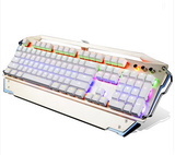 冰兽K47 游戏机械键盘 青轴104键 七彩跑马灯金属面板机械键盘