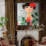 艺术人现代中式李雳人物纯手绘油画客厅卧室玄关样板间装饰画LL11