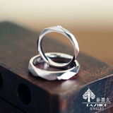 泰墨玄原创设计 幸福摩天轮 925纯银镀铂金戒指情侣对戒情人礼物
