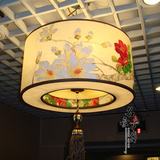 新中式水墨画吊灯大堂客厅餐厅卧室非标工程定做手绘复古羊皮吊灯