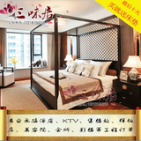 现代新中式双人床1.8婚床卧室1.5东南亚实木家具别墅架子床定制