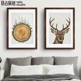 森林法则 北欧卧室装饰画双联鹿挂画床头客厅墙画书房餐厅壁画