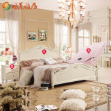 鹏景 韩式田园家具套装卧室成套组合 双人床床垫床头柜三件套 X53