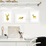 动物黄金组合 创意客厅装饰画卧室床头挂画特色酒吧餐厅有框画