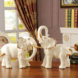陶瓷招财大象摆件大号一对工艺品家居饰品欧式客厅电视柜玄关摆设