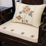 定制罗汉床坐垫红木沙发垫中式刺绣花麻布坐垫古典实木餐椅圈椅垫