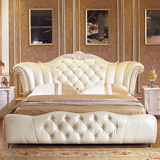 丽星 欧式真皮床双人床1.8米实木储物床雕花奢华公主床婚床太子床