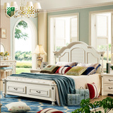 斐兹小美式床2米地中海床1.8米实木田园双人婚床白色风格主卧室