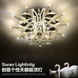 现代简约水晶灯具 大气客厅灯LED吸顶灯温馨卧室灯创意个性天鹅灯