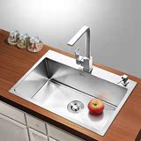 德国手工水槽304不锈钢单槽套餐厨房加厚拉丝台下洗碗洗菜盆水池