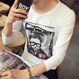 knicot2016秋季新款 韩版潮牌男士青少年修身圆领长袖T恤男打底衫