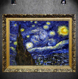梵高油画星空装饰画欧式家居客厅星月夜纯手绘油画玄关抽象画有框