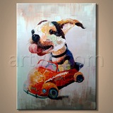 创新动物小狗现代装饰欧式抽象画无框走廊儿童房挂画手绘墙壁油画