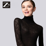 ZK2016冬季新品镂空中长款套头毛衣女装冬装新款高领修身打底毛衣