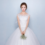 新娘婚纱2016夏季新款韩式双肩齐地蕾丝礼服简约修身显瘦无袖定制