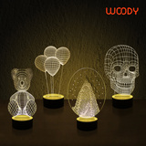 视觉3d立体台灯 创意led个性木质装饰小夜灯氛围卧室床头灯