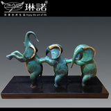 中式书房隔断经典创意铜雕艺术动物小象软装工艺品办公室桌面摆件