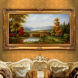 聚宝盆山水风景油画客厅风水油画欧式壁画装饰画酒店现代有框墙画