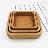 zakka日式木碗方碗沙拉碗搅拌碗 创意木质餐具 水果碗小木碗榉木