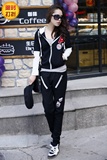 韩国春秋休闲运动套装女款韩版拼色宽松蝙蝠袖时尚卫衣开衫外套
