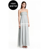 HM H&M专柜正品代购女装抹胸雪纺超长大摆连衣裙0397203001