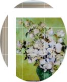 梵高白玫瑰花 经典欧式装饰画 玄关过道花卉有框装饰油画餐厅挂画
