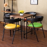 美式现代简约休闲椅靠背椅子铁艺餐椅实木复古创意时尚咖啡厅特价