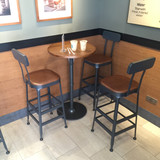 美式loft复古实木铁艺咖啡厅餐厅吧台休闲吧桌椅组合酒吧高脚桌椅