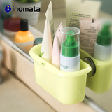 日本进口卫生间置物架沥水架浴室壁挂吸盘厕所塑料牙膏牙刷收纳盒