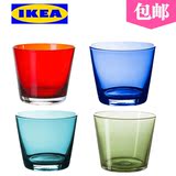 宁波宜家家居IKEA 代德杯子水杯茶杯 钢化玻璃杯白色红色蓝色绿色
