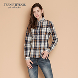Teenie Weenie小熊2016秋新款专柜正品女装长袖格子衬衣韩版衬衫
