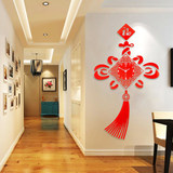 中式挂钟客厅大号红色亚克力创意时钟玄关新年装饰静音电子壁挂表