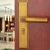 黄古铜机械静音执手锁具家用中式欧式卧室房门锁室内实木三件套装