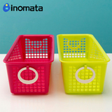 日本进口inomata塑料收纳篮桌面整理篮厨房卫浴置物长方形收纳筐