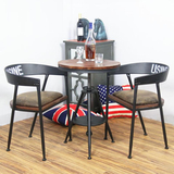 北欧美式复古铁艺圆桌子 实木咖啡桌可升降阳台户外休闲桌椅组合