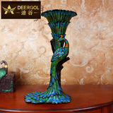 迪谷欧式孔雀大花瓶 客厅家居装饰品 创意树脂结婚手工摆件 包邮