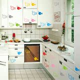 7彩小鱼 创意防水卫生间浴室玻璃厕所瓷砖儿童房卡通可移除墙贴纸